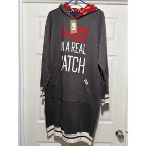 Lazy One Sleep Hoodie S/M Gray Real Catch Lobster Graphic Loungewear NWT